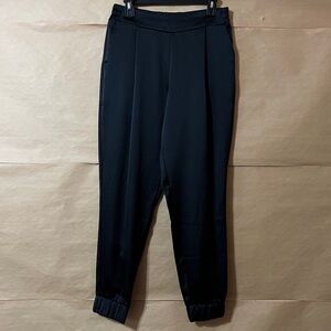Spanx | Satin Jogger Pants High Rise Pull-On Pleated Trousers Black Size M